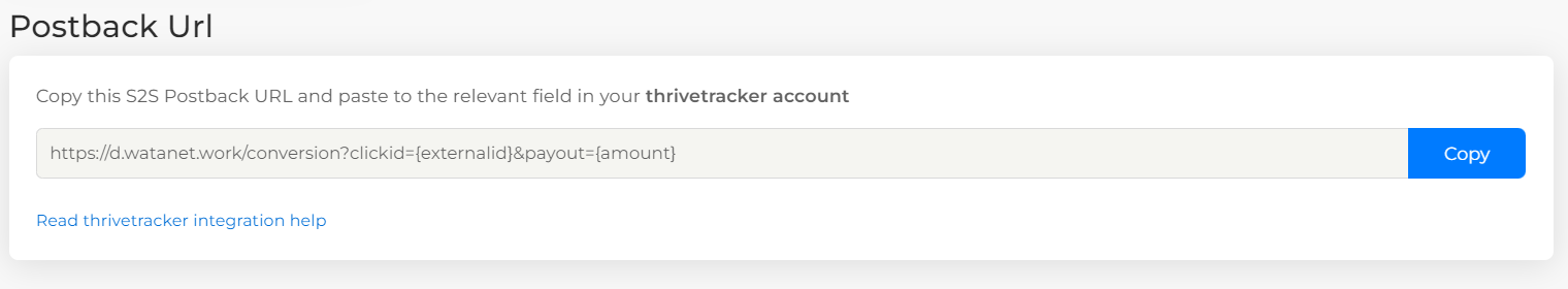 Mã tích hợp chuyển đổi với Thrivetracker tại WataAds